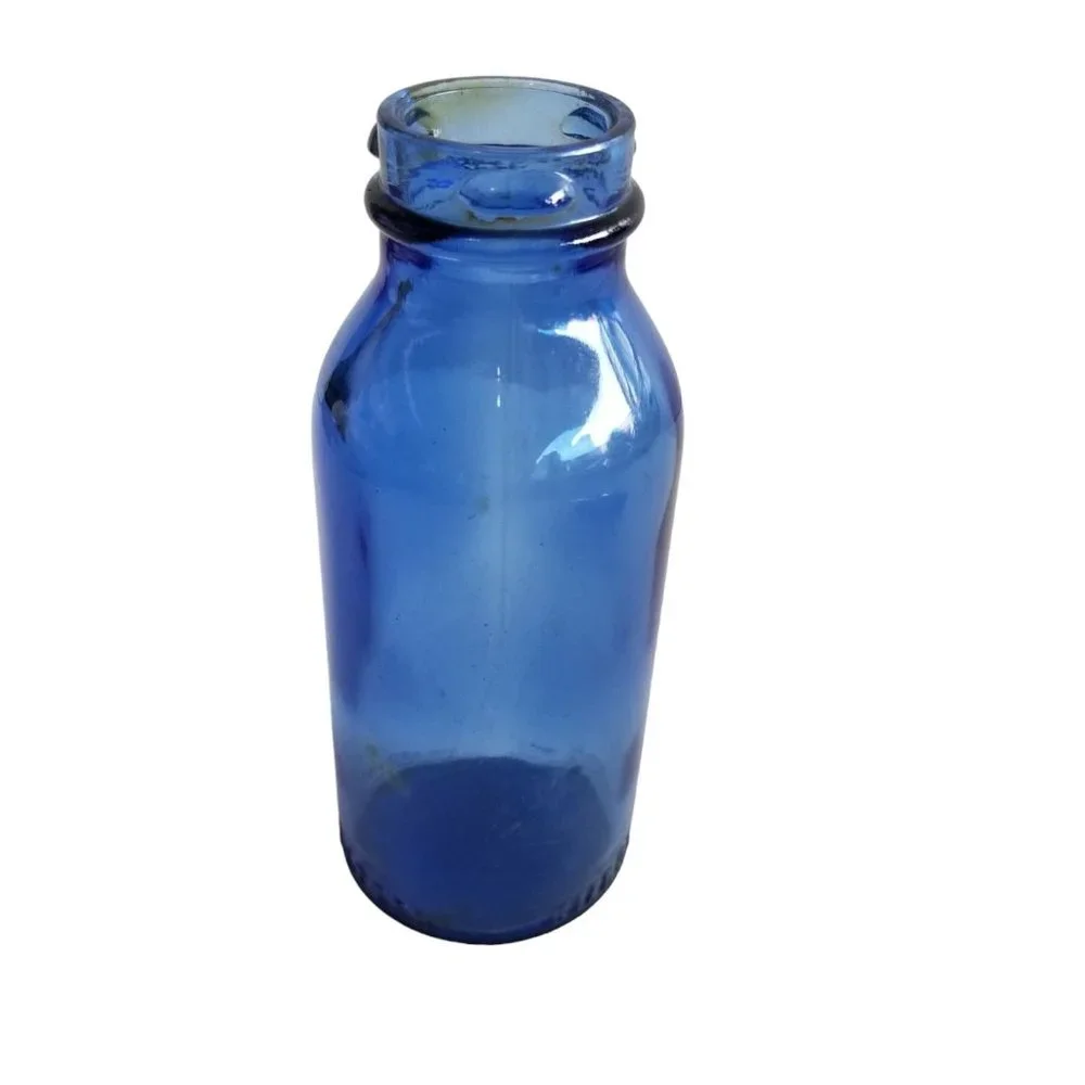 Vintage Cobalt Blue glass Bottles Bromo Seltzer Emerson Drug Co Decorative Old